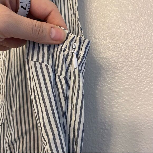 Old Navy Blue pin Stripe sleeveless Shirt Dress ruffle old money coastal Beach M - Picture 5 of 11